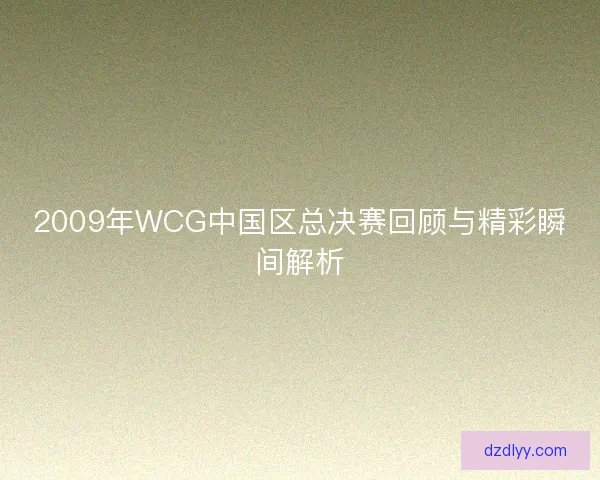 2009年WCG中国区总决赛回顾与精彩瞬间解析
