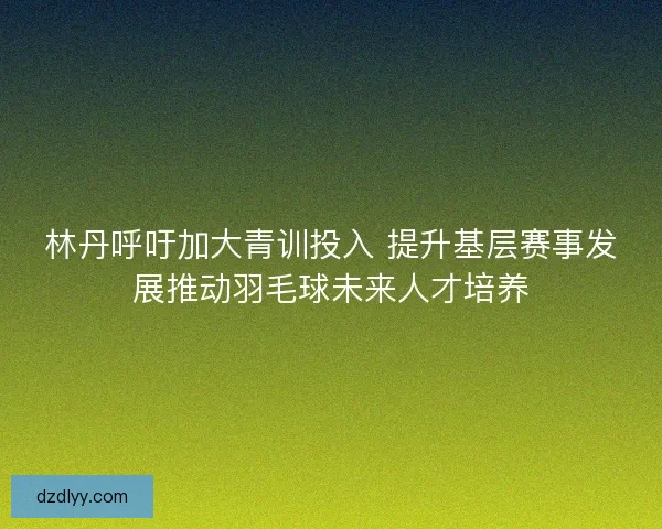 林丹呼吁加大青训投入 提升基层赛事发展推动羽毛球未来人才培养