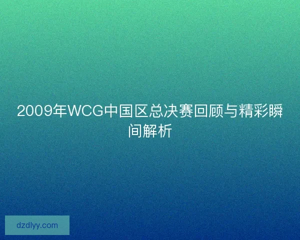 2009年WCG中国区总决赛回顾与精彩瞬间解析