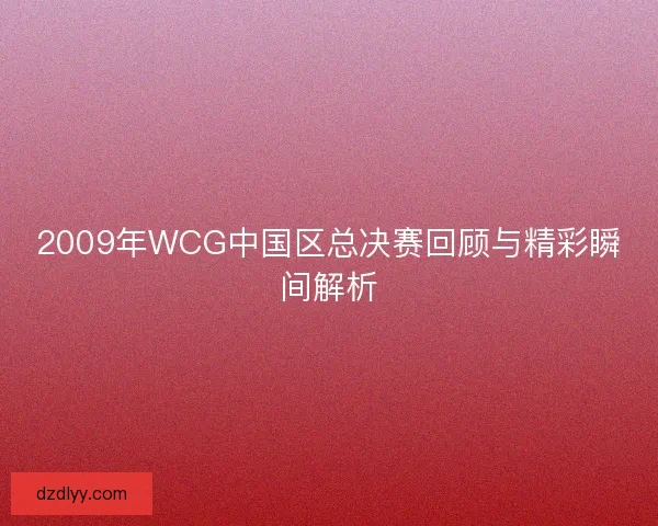 2009年WCG中国区总决赛回顾与精彩瞬间解析 2009年WCG中国区总决赛回顾与精彩瞬间解析